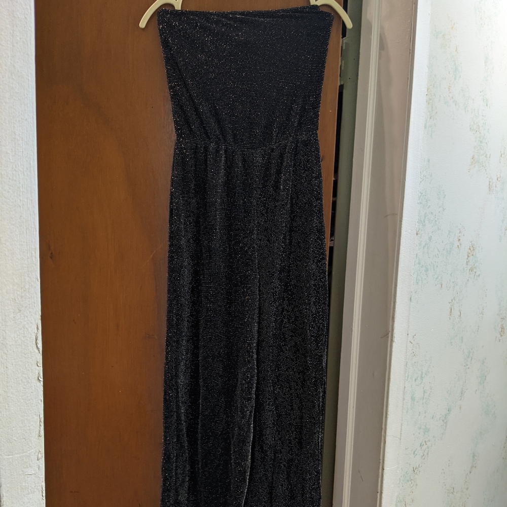 Strapless sparkle jump suit